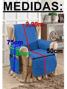 Sofa Protector Cover For 1 Seater Armchair With Storage Pocket - 藍色 - 查看 3