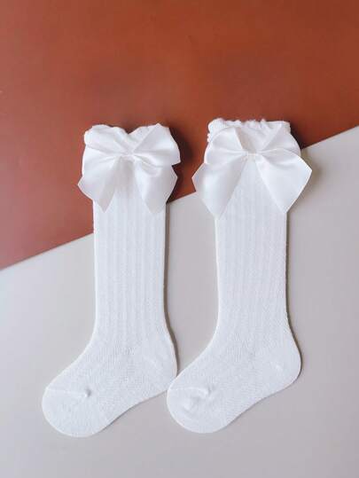1 Pair Girls Mesh Socks Mid-Calf Legs Socks White Anti-Mosquito Socks For Back To School, Spring/Summer
