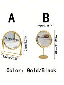 1pc Desktop Rotatable Metal Frame Single-Sided Mirror , Makeup Mirror,Bathroom Mirror,For Home Use And Dressing Table, Portable And Simple Style Home Bathroom Decor Summer Makeup Organizer Bathroom Accessories Back To School - Multicolor - View 4