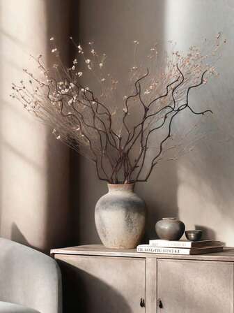 1pc Japanese Wabi-Sabi Style Round Belly Narrow Mouth Ceramic Vase, Suitable For Homestay Art Decor, Living Room Tabletop Flower Arrangement, Foyer Ambiance Decor, Home Decor, Room Decor, Glass Vase