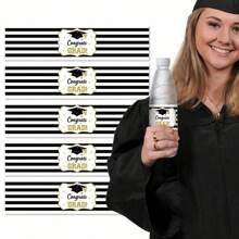 10pcs/20pcs/40pcs 2026Class Of Bottle Wrappers Graduation Water Bottle Labels Black And Gold Graduation Party Favors