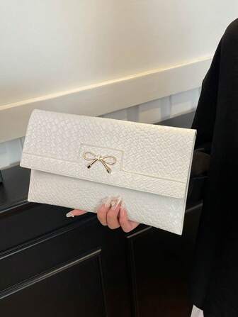 小信封包，独特设计，时尚编织纹理，复古风格女士手提包