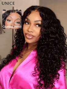 UNice 7x5 Bye-Bye Knots™ Wig Quick Glueless Water Wave Invisible Knots With Baby Hair Pre Cut Human Hair Wet And Wavy Put On And Go Human Hair Wig Pre Plucked 180% Density Pre Plucked Pre Cut Wear And Go Glueless Water Wave Drawstring Wig With Baby Hair - SNatural - Xem 3