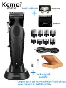 Kemei KM-2296 Professional Hair Clipper For Men Daily Hair Cutting Machine Rechargeable Adjustable Haircut Cordelss With Charging Base For Home Use Or Barber Shop Haicutter Good Quality Low Noise Clipper