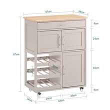 SoBuy FKW45-HG, Kitchen Storage Trolley Serving Trolley Kitchen Storage Cabinet With Stainless Steel Worktop - Khaki - View 3