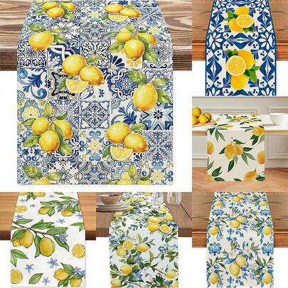 Italian Lemon Summer Table Runners - Party Holiday Kitchen Vanity Decor - Housewarming Gift For Women & Couples