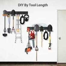 Garagen-Organizer Wandhalterung 162 cm 20 Stück robuster Garten-Werkzeug-Organizer verstellbare Werkzeug-Aufbewahrung Haken Hof-Schuppen-Werkzeug-Organizer hält max. 408 kg - Schwarz1 - Übersicht 4