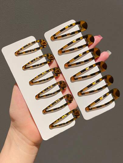 6/12pcs Women's Leopard Print Hair Clips, Elegant And Stylish, Suitable For Bangs And Sides, Recommended For Daily Use And As Gift, Claw Clips, Hair Claws, Hair Slide, Hair Barrettes, Hair Accessories, Head Accessories, Hairpin