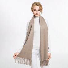 Cachecol Echarpe Feminino Pashmina Lenço Xale Longo Inverno - Areia Escuro - Visão 4