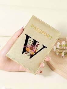 1pc A-Z 26 Letters Fashionable Letter Print Stylish Burgundy Passport Cover, Premium PU Leather Passport Wallet With Multi-Card Pockets For Credit Cards, Boarding Passes, And IDs Graduation - Burgundy - View 44