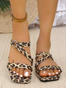Fashion Bohemian Sandals For Women, Designer Niche 2025 New Black Open Toe Rhinestone Strap Flat Summer Sandals