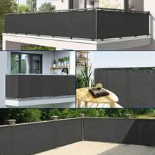 Capac de gard pentru balcon cu protecție UV neagră, cu frânghie reglabilă - țesătură pentru veranda, terasă, curte, garduri pentru exterior