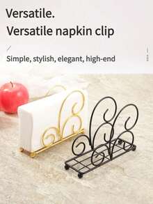 1pc/2pcs Nordic Style Wooden Base Metal Napkin Holder, Upright Metal Tissue Box, Desktop Decor Accessory, Suitable For Home, Restaurant, Hotel, Cafe, And School Supplies - Multicolor - View 7