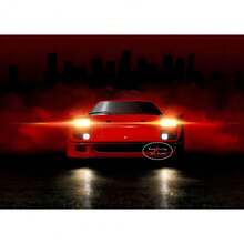 1 pieza Póster de arte de pared sin marco Coche de lujo rojo y negro F40 Póster e impresiones Pintura en lienzo Arte de pared Decoración moderna para sala de estar, oficina y hogar