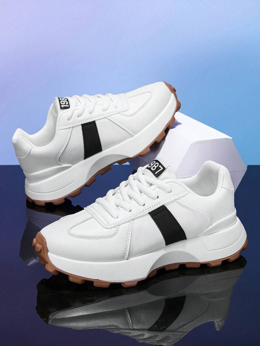 Sepatu Sneakers Chunky Modis untuk Remaja, Sepatu Sneakers Kasual Nyaman untuk Olahraga/Lari - Putih - View 1