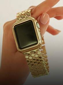 Hard Material Electroplated Gold Hollow Frame Protective Frame Compatible With Apple Watch Case Ultra 10 SE 9/8/7/6/5/4/3/2/1 Compatible With Apple Watch Case Smart Watch 40 MM/41mm/42 MM/44 MM/45 MM/46 MM Ultra-Thin Cover Shockproof Bumper Case Leisure Anti-Shock Anti-Scratch Anti-Collision Sensitive Touch ((No Glass) Compatible With IWatch For Woman Men