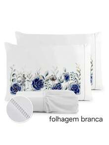 3-Piece Sheet Set 400 Thread Count For Queen King Single Bed Micropercal - WHITE FLOWER - View 1