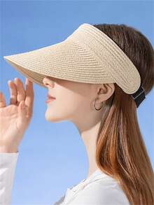 1顶夏季透气可调节遮阳帽，可折叠宽檐草帽，男女通用防紫外线 - A - 查看 5