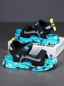 Kids Sports Sandal, Soft Bottom Open-Toe Beach/Water Shoes, Adjustable Hook And Loop Closure For Boys & Girls