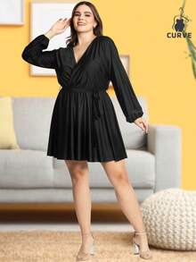 Vestido corto liso color negro para mujer LisoCasualEleganteFiestaTelaCruzadovestido cortoNoche de fiestaOficinaCasaFiesta de CumpleañosDiarioTener una citaprimavera verano - Negro - Ver 4
