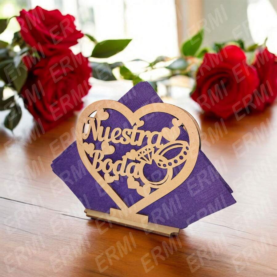 MDF Wedding Napkin Rings, 10 Pieces - 婚禮8 - 查看 1
