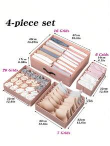1pc/2pcs/3pcs/4pcs Pink Fabric Wardrobe Drawer, Clothes And Pants Compartment Storage Box Can Be Used To Store And Organize Underwear, Pants, Neckties, Wardrobe Drawer Style Layered Sorting Basket - Pink - View 5
