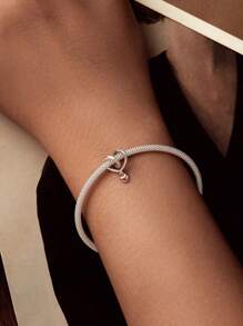 WOSTU 1pc 925 Sterling Silver Cute Heart Tassel Pendant Mother's Day Gifts Rose Golden Heart Design Charm Bead Fit DIY Original Bracelets And Necklaces For Women Fine Jewelry Accessories Mother's Day Gifts