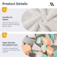 MAXYOYO Bean Bag Chair, Comfy Bean Bag Sofa With Back Support, Faux Fur Bean Bag Chair For Adults And Kids, Stuffed Floor Sofa For Living Room, Bedroom, Apartment, Beige - 米色 - 查看 4