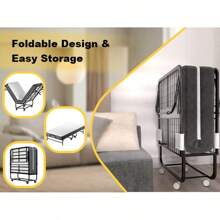 SnozeFlex SnozeFlex Folding Bed With Mattress, SPortable Foldable Bed With Storage Cover, SRollaway Bed For Adults With Memory Foam Mattress And Metal Frame, SCot Size Guest Bed On Wheels, 75 X 38