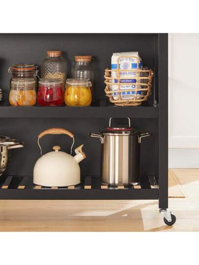 SoBuy FKW74 WN Kitchen Isl Sideboard Cart Cabinet Drawers Shelves Wit Natural Approx.: 98 94 58 Cm view 7