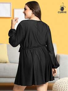 Vestido corto liso color negro para mujer LisoCasualEleganteFiestaTelaCruzadovestido cortoNoche de fiestaOficinaCasaFiesta de CumpleañosDiarioTener una citaprimavera verano - Negro - Ver 3