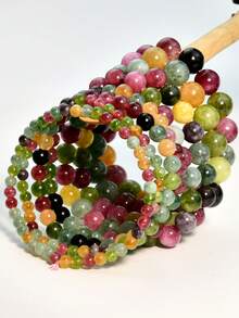 1/4/7pcs Bohemian Colorful Tourmaline Bracelet, Vintage Natural Stone Beads, Soothing Emotion & Energy Balance Yoga Bracelet - Multicolor - View 2