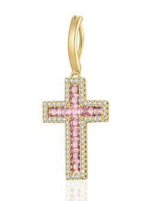 1pc Copper Micro-Inlaid Cross Navel Ring, Suitable For Women's Daily Wear - Multicolor - View 16