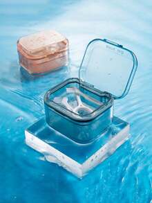 1 件便携式分层排水固定器牙科器具存储盒，正畸矫正器盒支架