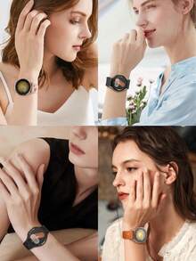 20mm 雙色花卉雕刻矽膠錶帶，相容 Galaxy Watch 7 6 5 4 40mm 44mm/5 Pro/6 Classic 47mm/Watch 4 Classic/Active 2，45mm/Watch 3/Watch 4 Classic 42mm 46mm Watch 6 47mm 43mm，波希米亞風防水運動替換錶帶，相容 Honor，男女通用 - White/Black - 查看 9