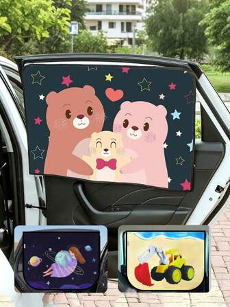 1 pieza Nuevo parasol para coche, bloqueador solar y aislante térmico de doble capa, cortina de coche retráctil y linda