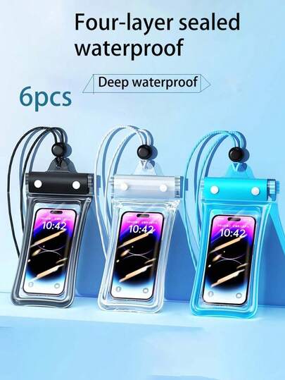 6 peças Airbag de três camadas Bolsa à prova d'água para celular Tela sensível ao toque Natação Mergulho Água Takeaway Rider Bolsa selada Bolsa de armazenamento subaquática