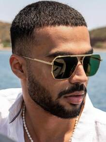 1 PC Men's Metal Futuristic Square Frame Fashion Eyewear For Vacation Outing And Daily Life Outfits For Summer Beach Vacation,Outdoor,Travel Back To School Fashionable Preppy School Look