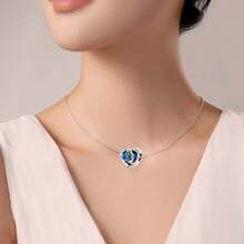 Easvnya 1pc Fashionable Silver-Plated Heart-Shaped Birthstone Series, Stylish 3D Design, Suitable For Bracelet And Necklace Accessories, Can Be A Perfect Jewelry Gift For Birthday And Holidays - A Heart-shaped Birthstone Blue - View 8
