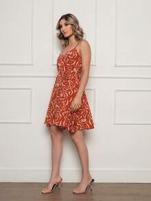 MEMORY New Strappy Dress Charming Geometry | Polyester - 鏽棕色 - 查看 4
