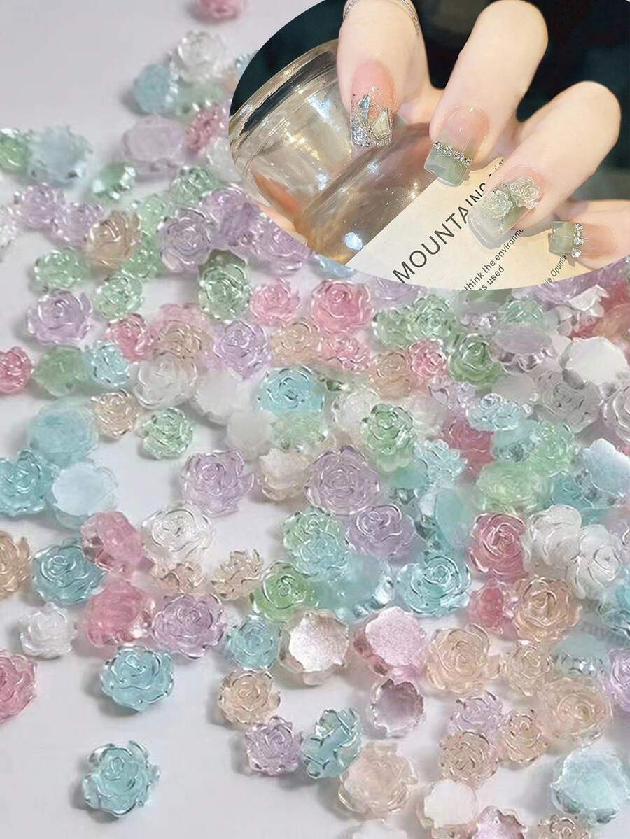 50个/包 冰山山茶花美甲配件，各种尺寸，DIY美甲饰品，美甲用品，美甲挂件，美甲宝石