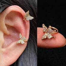 1pc Rhinestone Butterfly Ear Clip, Women Personalized Daily Ear Cuff - Butterfly - View 3