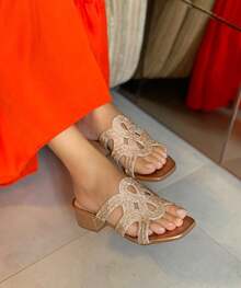 Women's Comfortable Shiny Heeled Clogs New - 銅色 - 查看 4