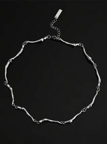 1pc Unisex Cool Minimalist 3D Wavy Twisted Design Necklace, For Daily Wear, Dates, Gifts