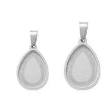 5 Stücke 13x18/18x25mm Edelstahl-Tropfen-Herz-Zargeneinsätze, Anhänger, Fassungen zum Basteln von Ohrringe, Halsketten, Schmuck