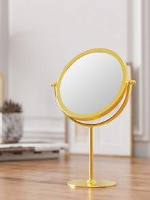1pc Desktop Rotatable Metal Frame Single-Sided Mirror , Makeup Mirror,Bathroom Mirror,For Home Use And Dressing Table, Portable And Simple Style Home Bathroom Decor Summer Makeup Organizer Bathroom Accessories Back To School - Multicolor - View 6