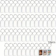 10pcs/Bag Transparent Plastic Photo Frame Keychain Photo Small Pendant Empty Shell Pendant DIY ID Photo Head Sticker Graduation Memorial Gift Pendant - Keychain - View 10