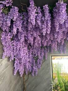 1/6/12pcs 43.3inch Artificial Plant Vines,Wisteria Plastic Hanging Flower,Silk Flowers For Room Decoration,Family Party Wedding Decoration,Home Garden Wall Decoration,Perfect Hanging Decoration For Weddings