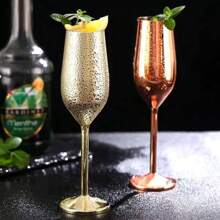 1pc Summer Party 304 Stainless Steel Champagne Flute, Creative Gold Cup, Cocktail Glass, Wine Bar Hotel Decor