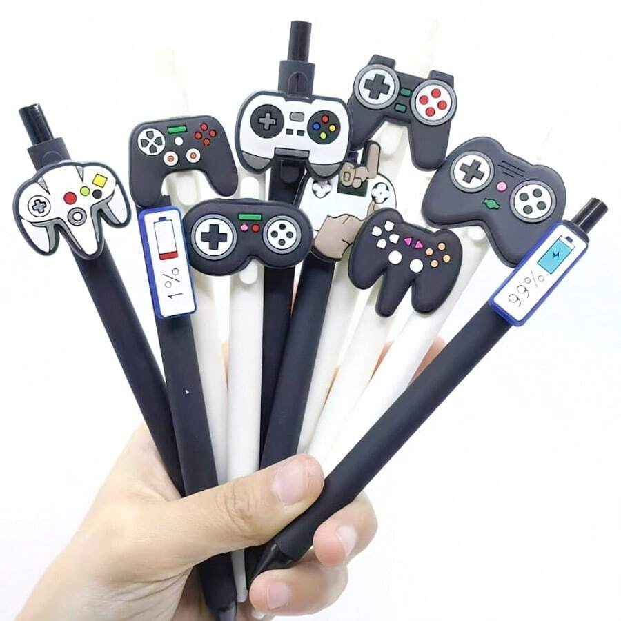 5pcs Creative Ballpoint Pens, Game Controller Sticker, Neutral Pen, Student Gift Pen, School Supplies, Suitable For Students, Adults, Teachers, Creative Gift, Writing Pen, Marker Pen, Medium Tip, Learning Supplies, Back To School Stationery